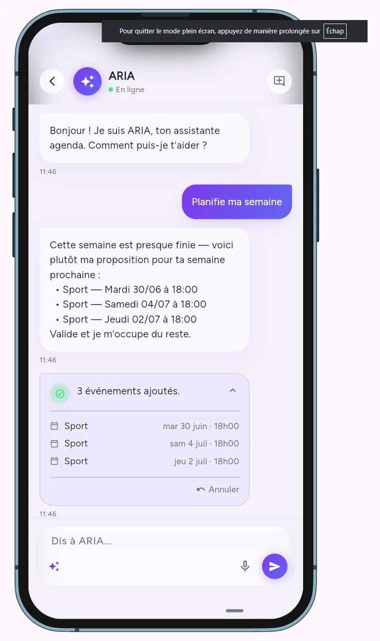 Temporia, écran 2